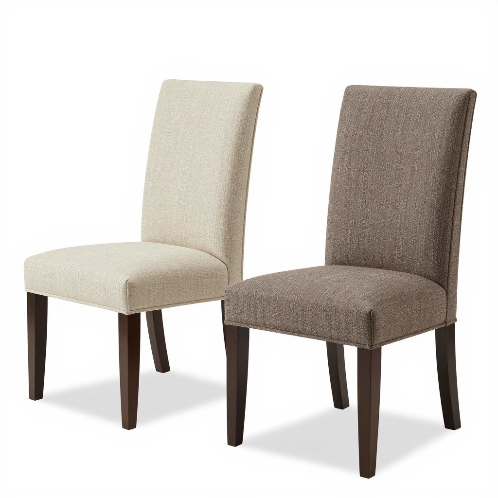 Transitional upholstered dining chairs mixing traditional and modern elements