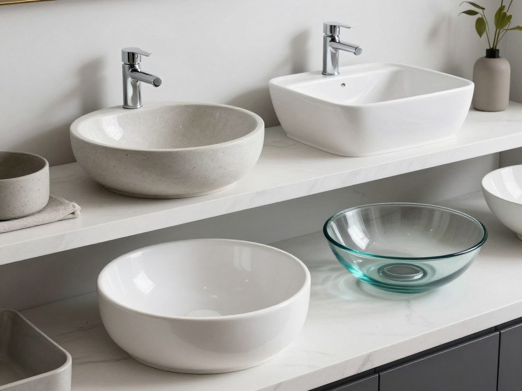 Variety of modern vessel sinks for floating vanity bathrooms