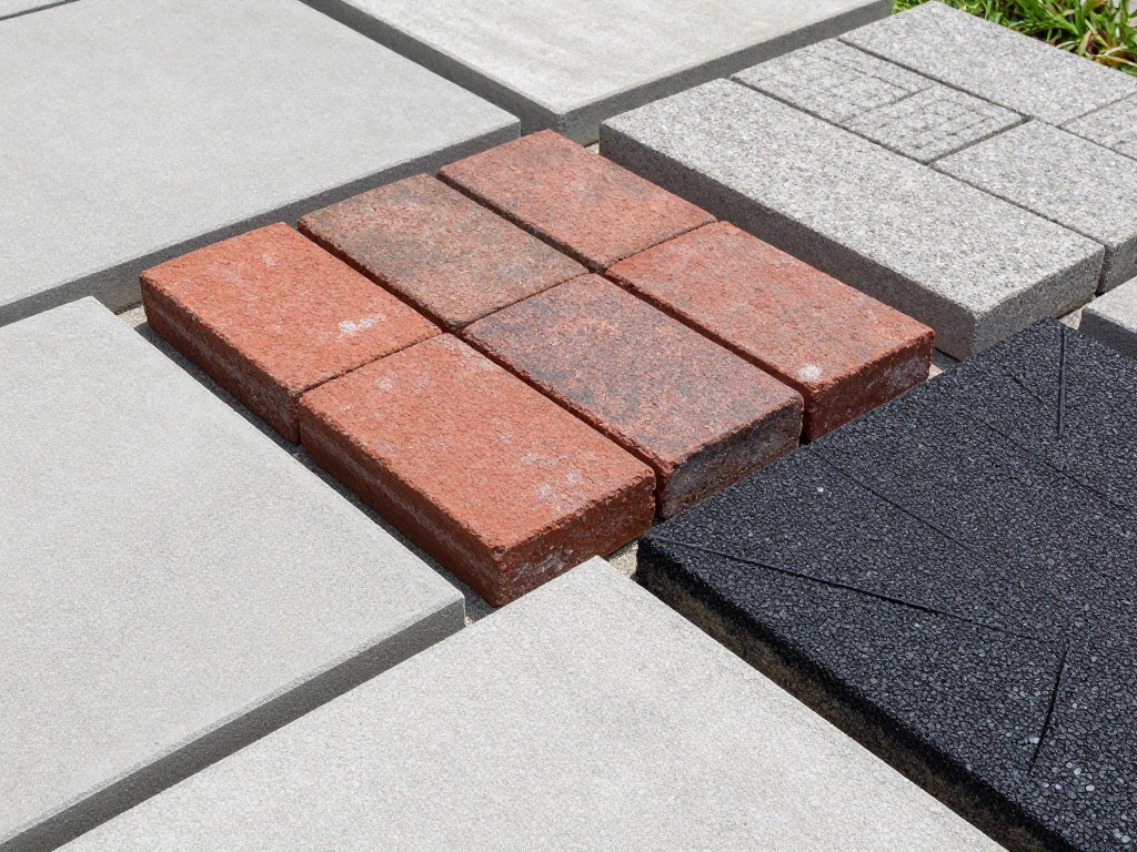 Various budget-friendly paver materials displayed together