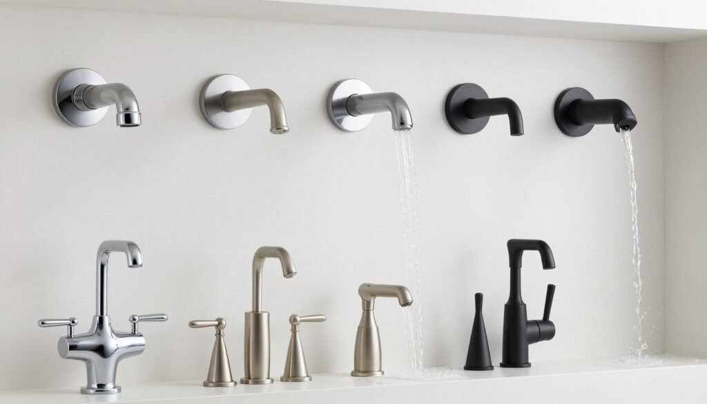 Various faucet styles for double sink bathroom vanities