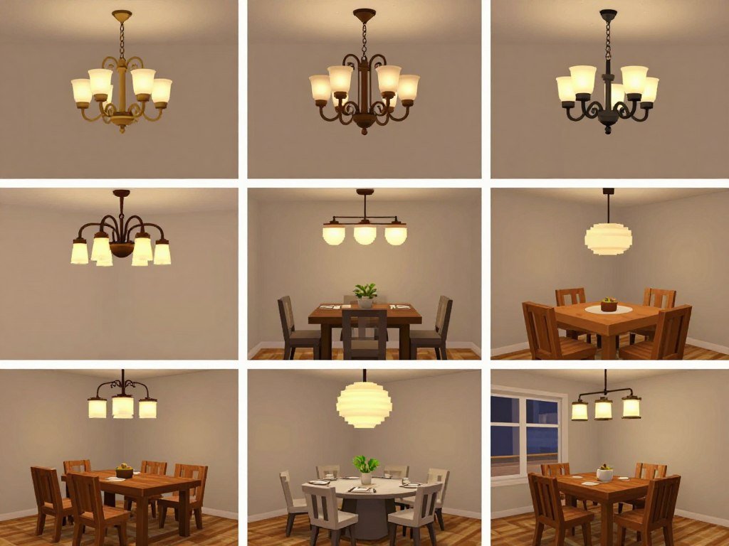 Various lighting options for Bloxburg dining rooms showing different styles and placements