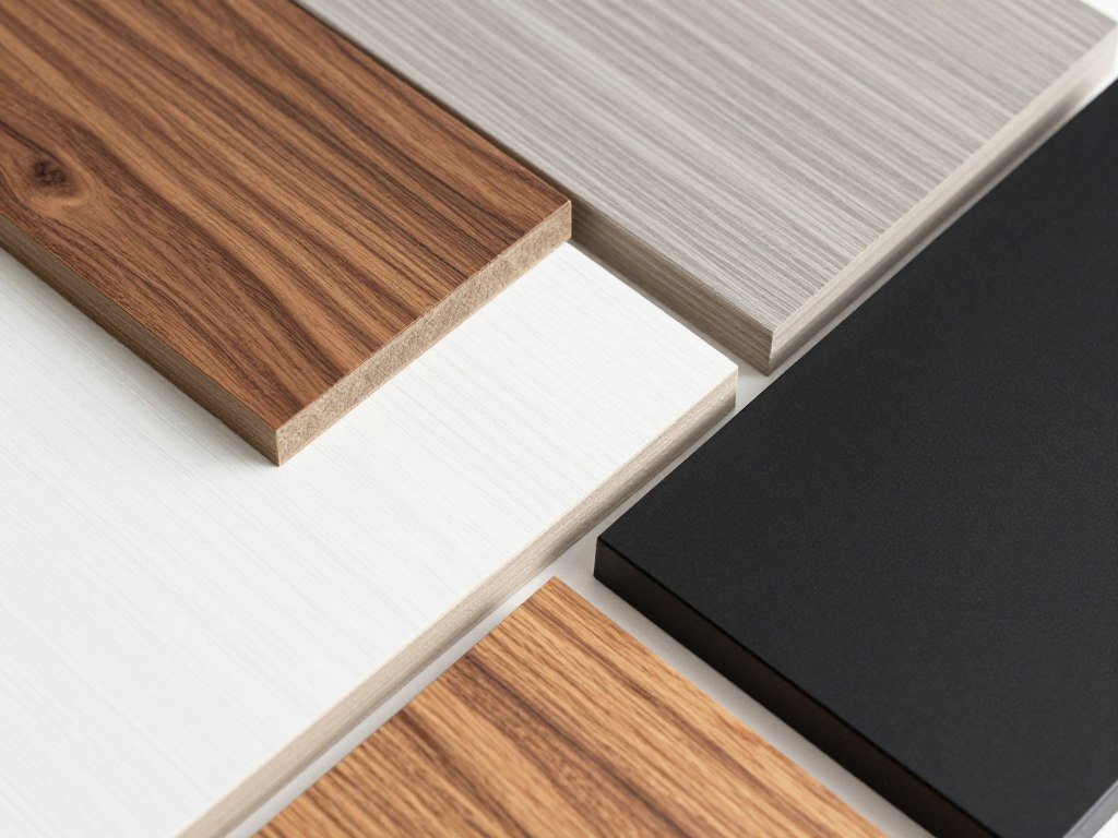 Various master bath vanity materials including wood, painted, and laminate finishes