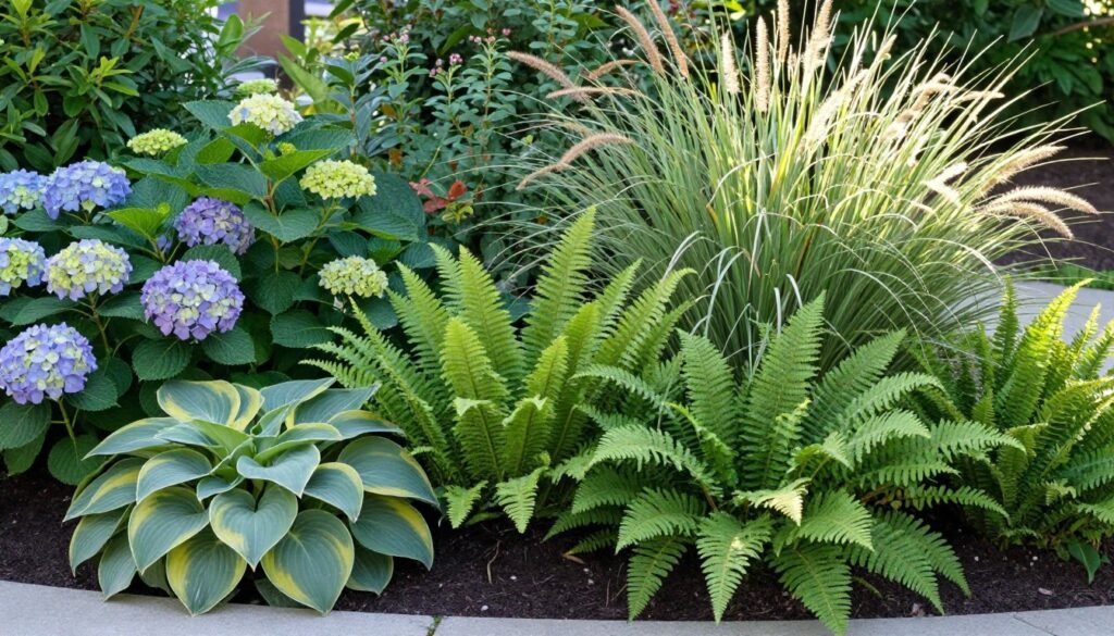 Various plants suitable for side yard conditions with different light requirements Various plants suitable for side yard conditions with different light requirements
