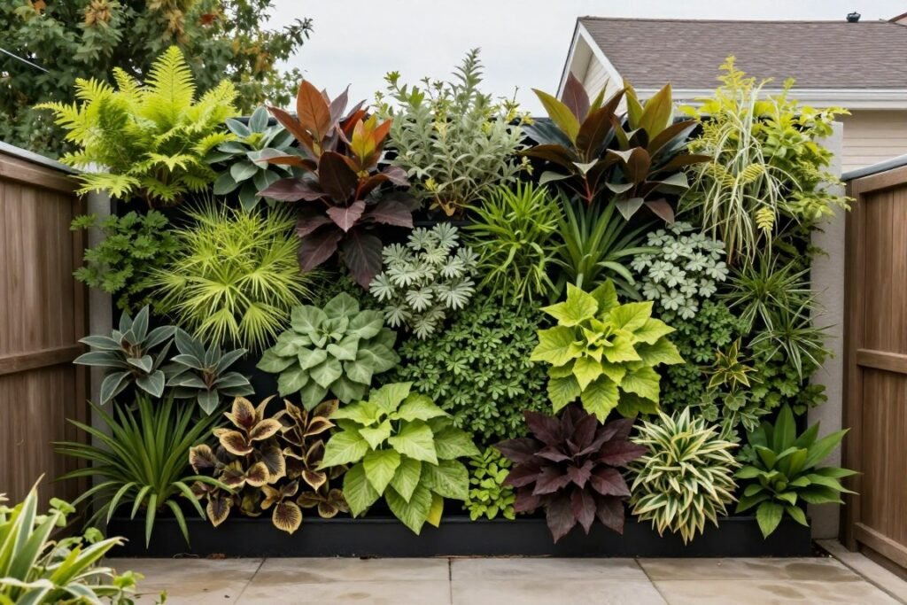 Vertical garden living wall creating privacy in a small backyard space Vertical garden living wall creating privacy in a small backyard space