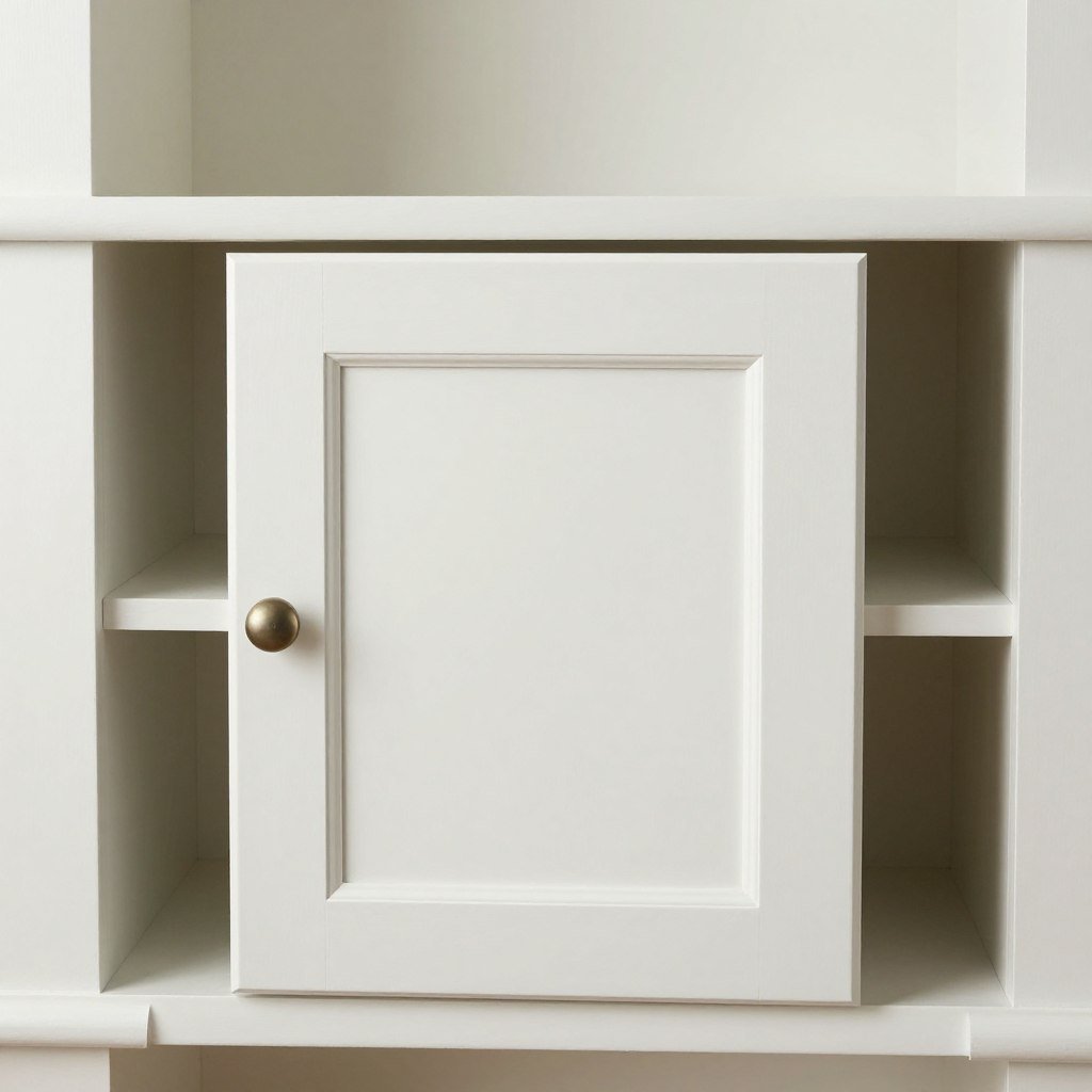 White painted built-in hutch dining room