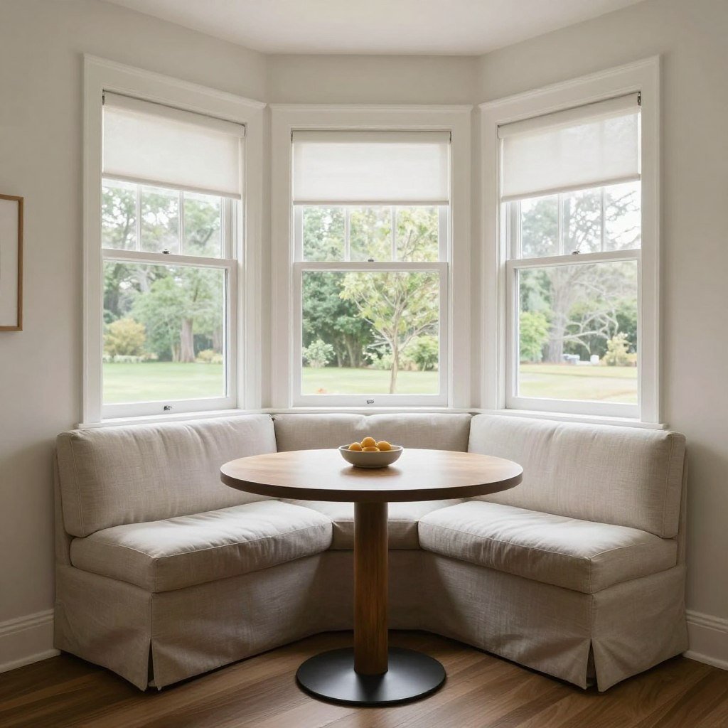 Window corner dining nook with view and natural light