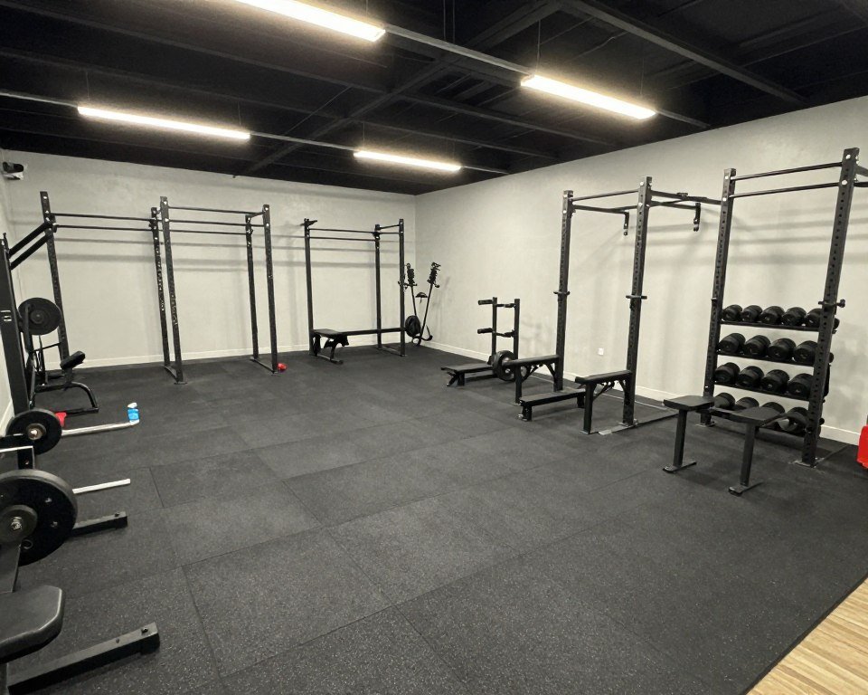A complete garage gym transformation showing before and after