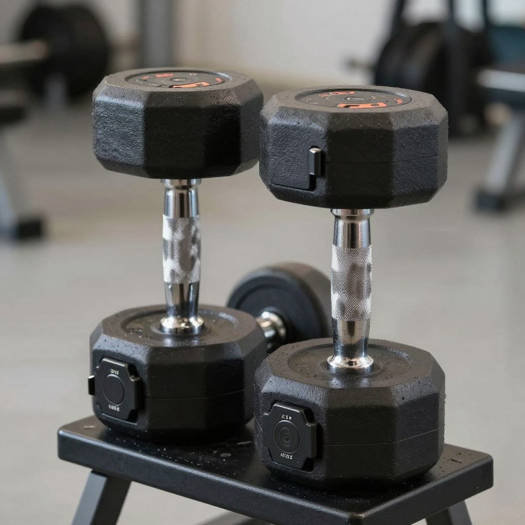 Adjustable dumbbells for home gym in small garage
