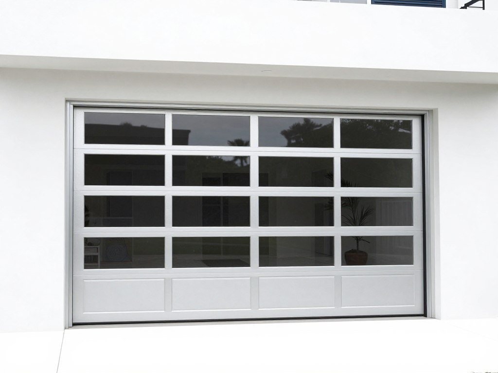 Aluminum and glass modern garage door