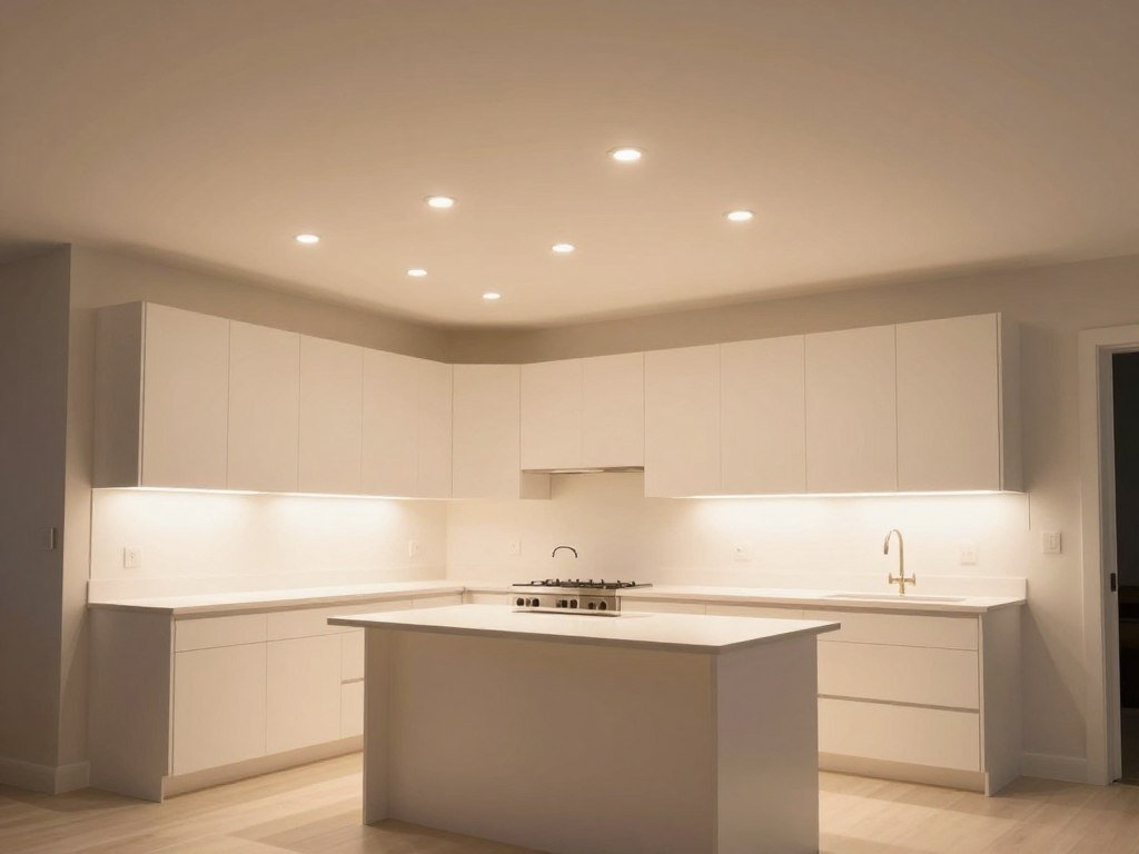 Ambient lighting in kitchen with recessed ceiling lights Ambient lighting in kitchen with recessed ceiling lights