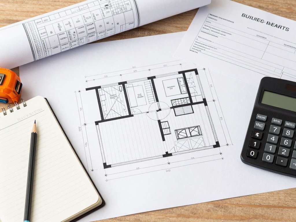 Architectural plans and permits for garage conversion