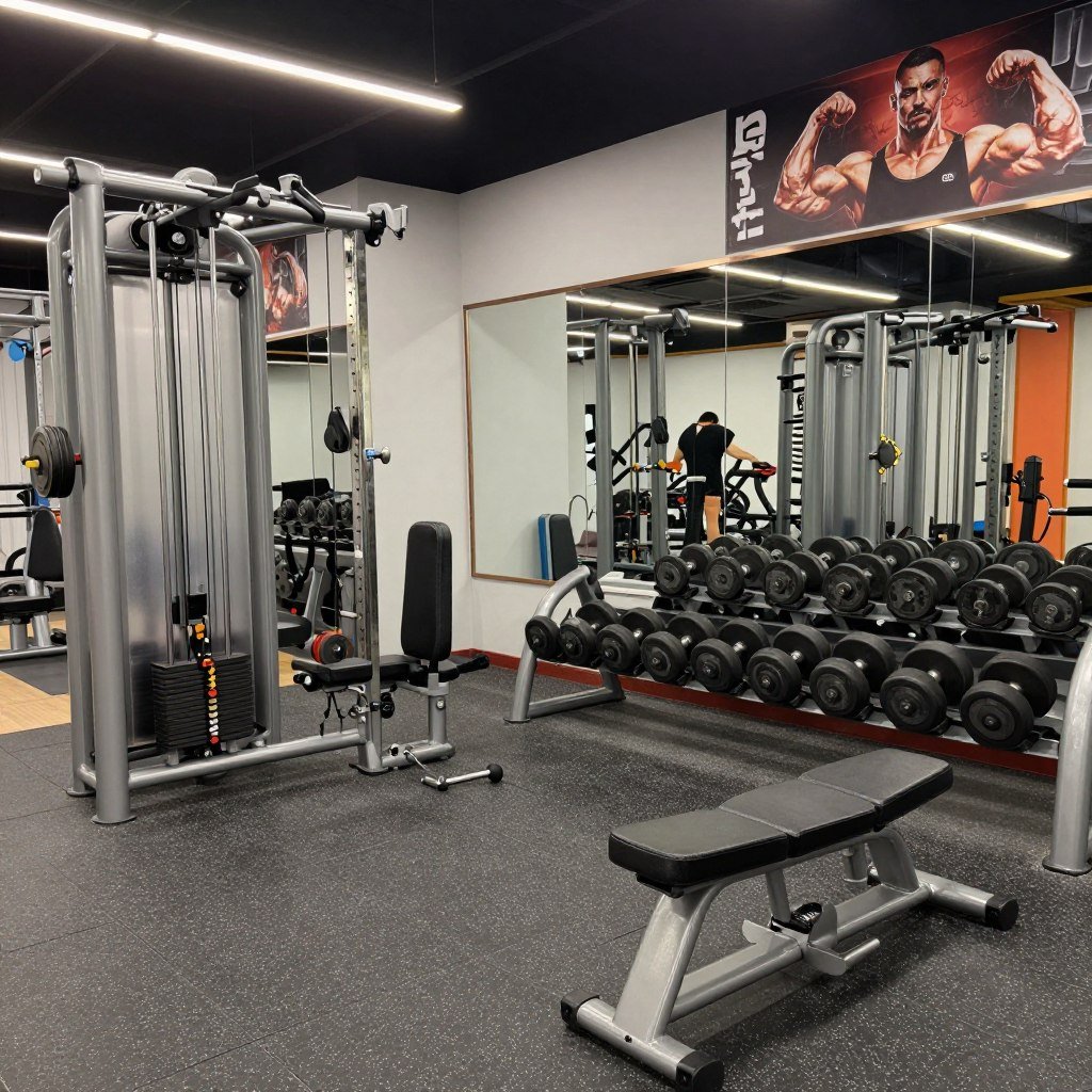 Bodybuilding-focused garage gym with multiple machines