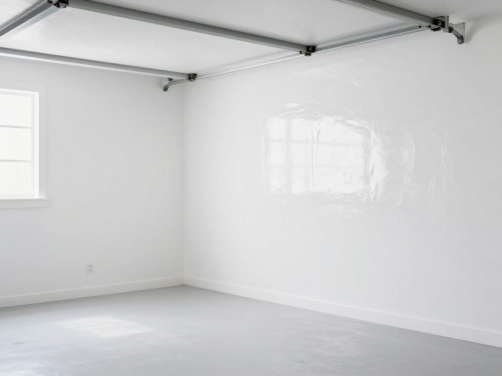 Bright white garage walls with excellent lighting and clean appearance