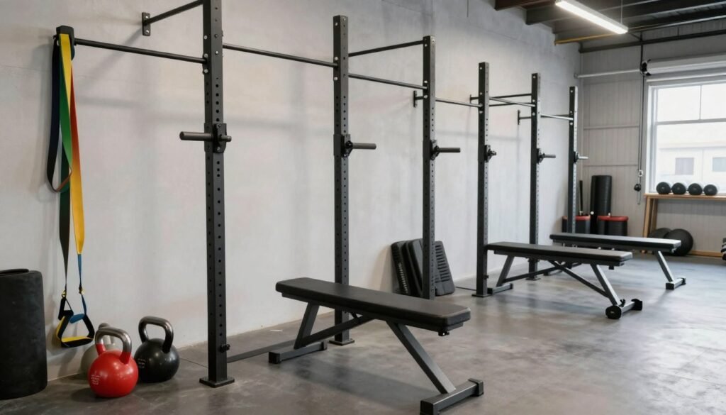 Budget garage gym setup with basic but effective equipment