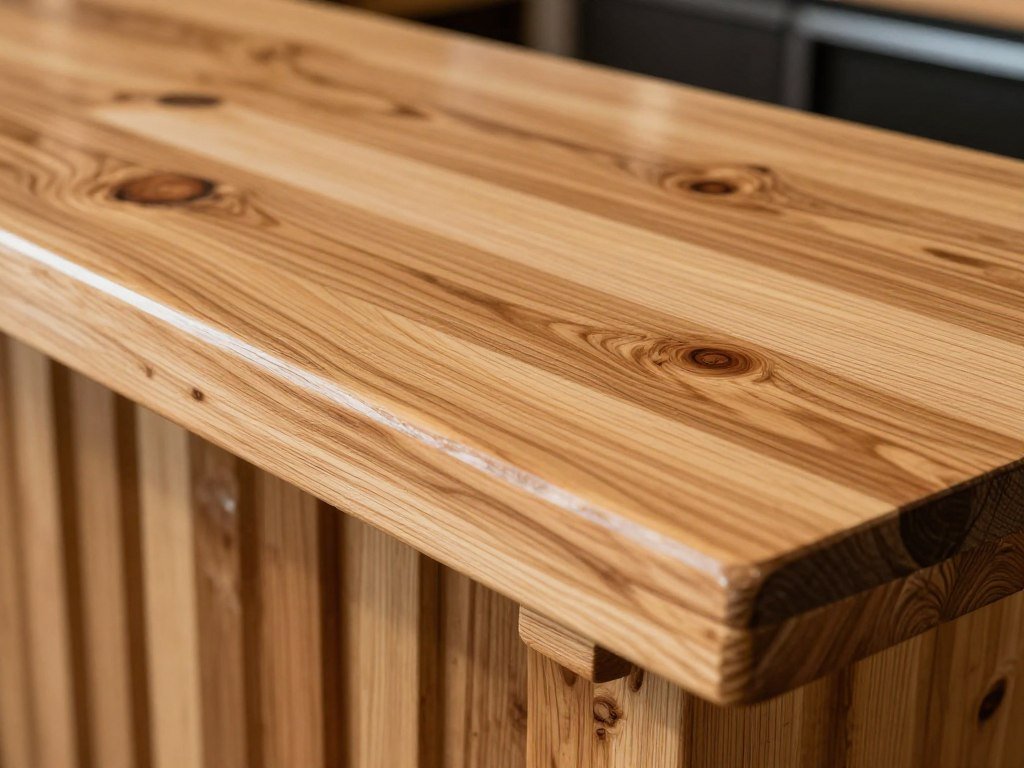 Close-up of pallet wood bar surface with epoxy finish