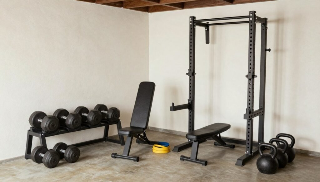 Compact multi-functional home gym equipment ideal for small garages