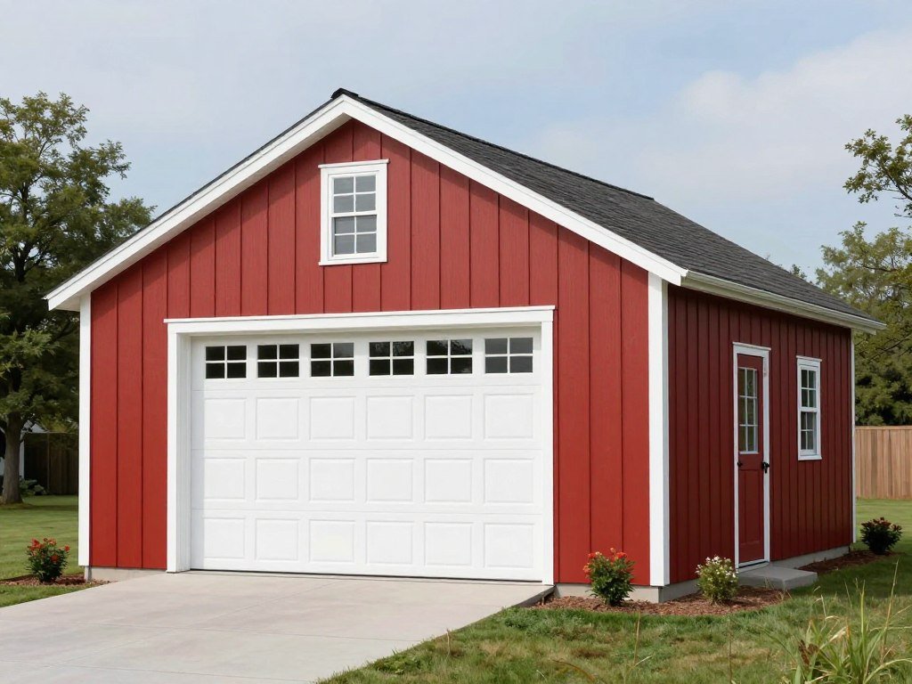 Compact pole barn garage for single car and storage