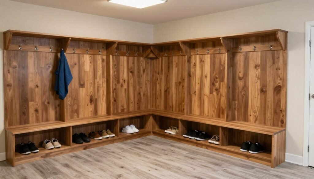 Complete garage mudroom with all essential features implemented