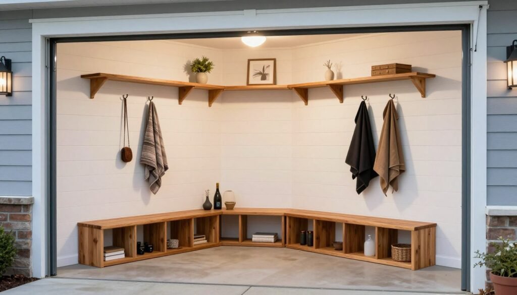 Completed garage entryway makeover showing before and after transformation