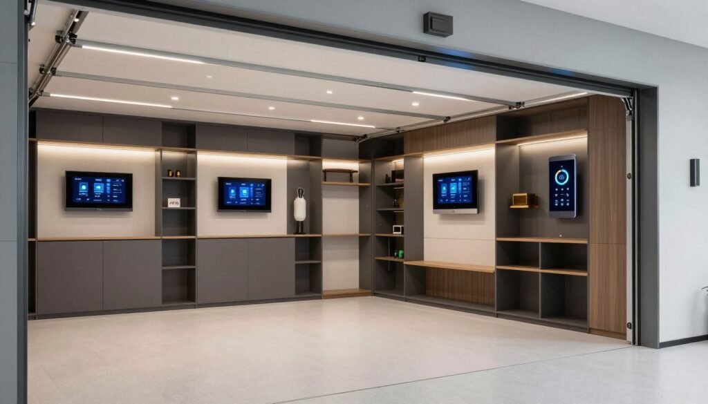 Comprehensive modern garage transformation with all elements working together