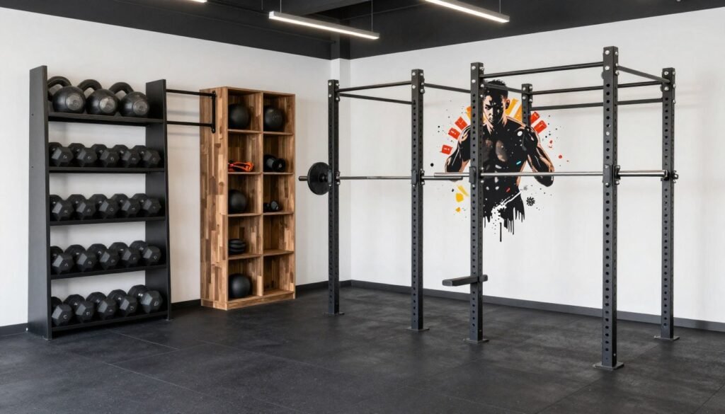 Creative garage gym setup with unique features and organization