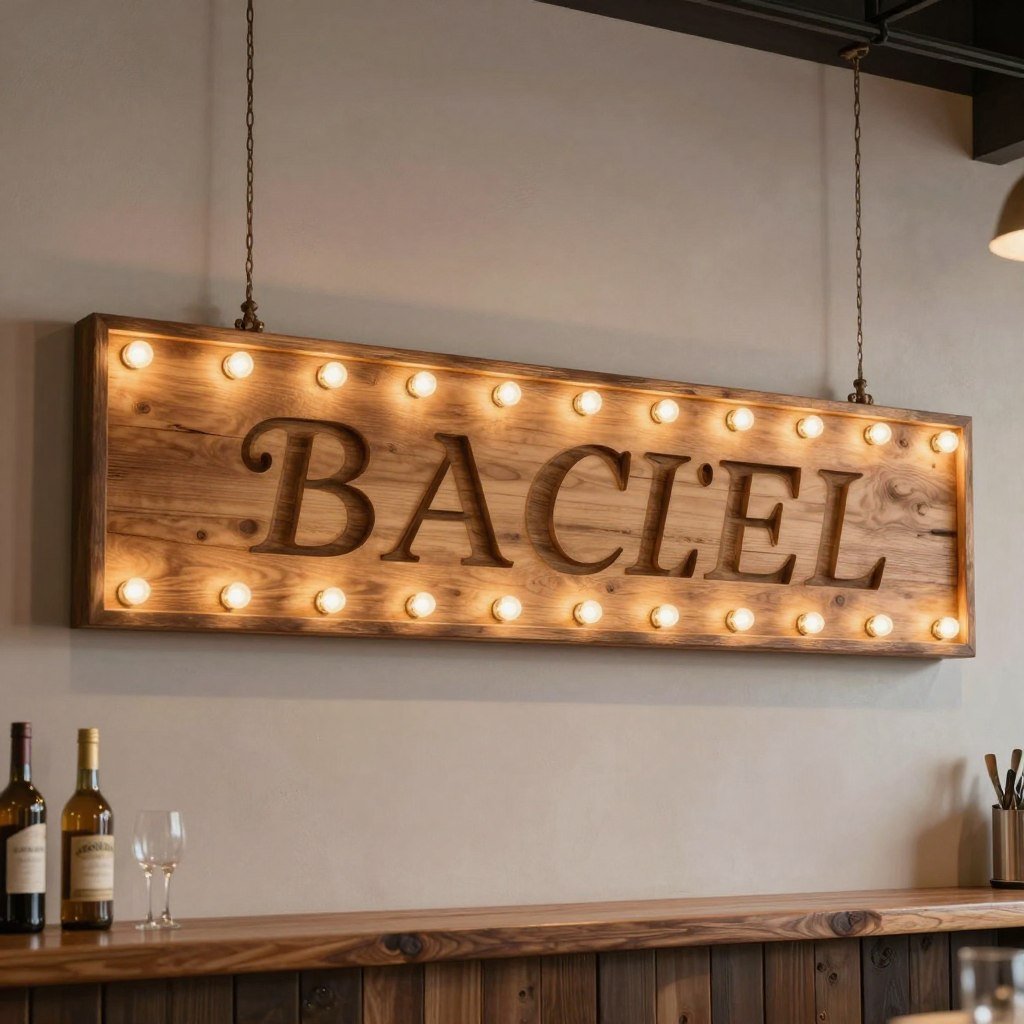 Custom wooden bar sign with personalized name