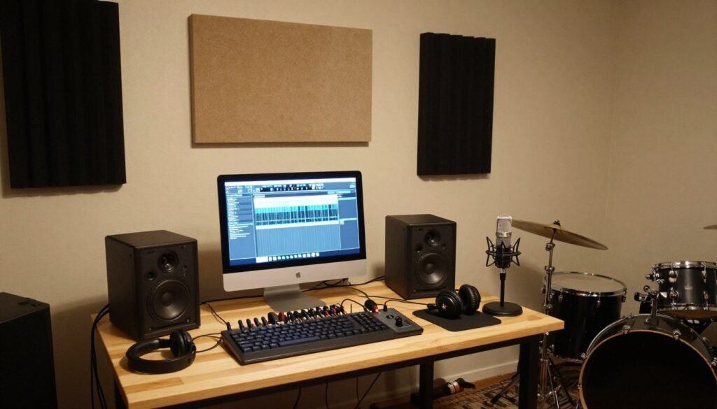 DIY home recording setup for a garage band