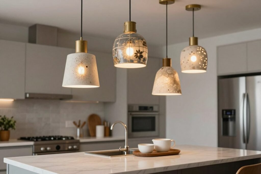 DIY pendant lights made from repurposed materials