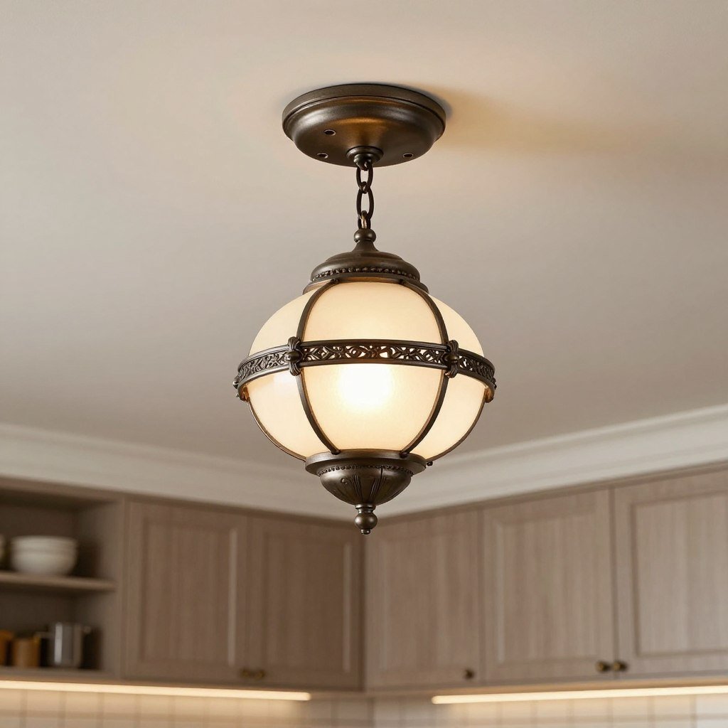 Decorative semi-flush mount light in transitional kitchen