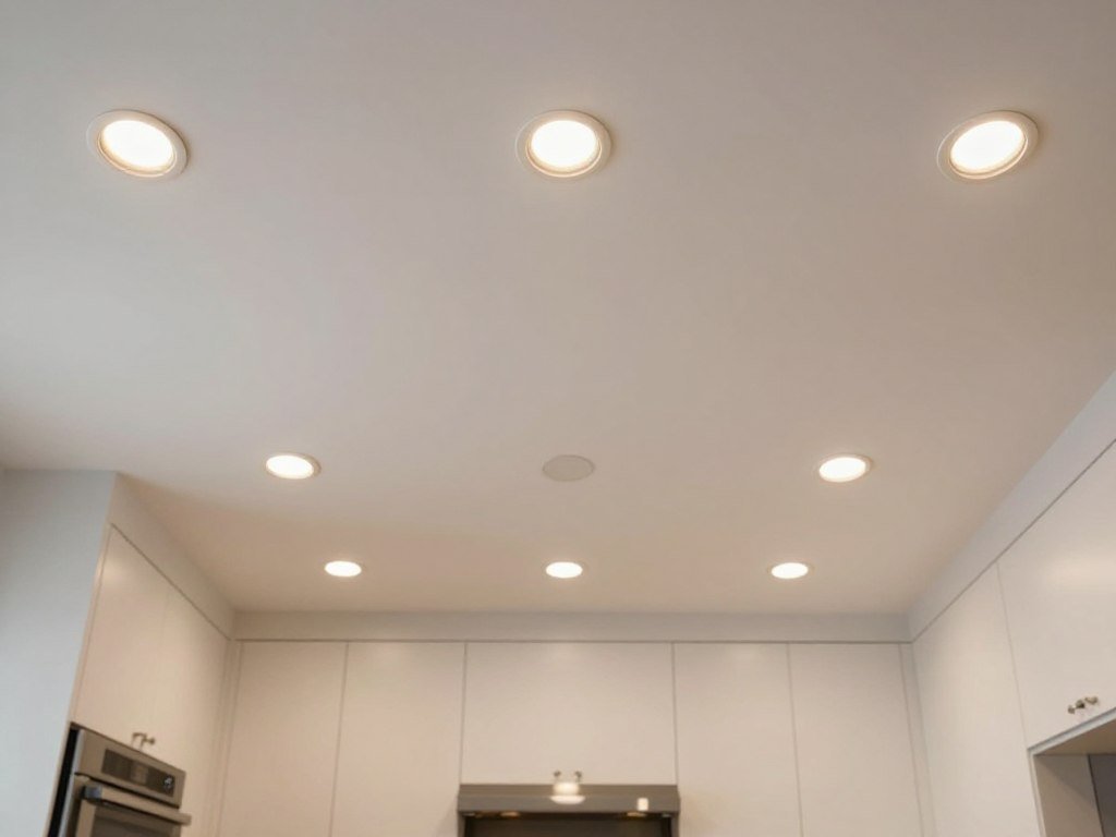 Diagram showing proper spacing of recessed lights in a kitchen