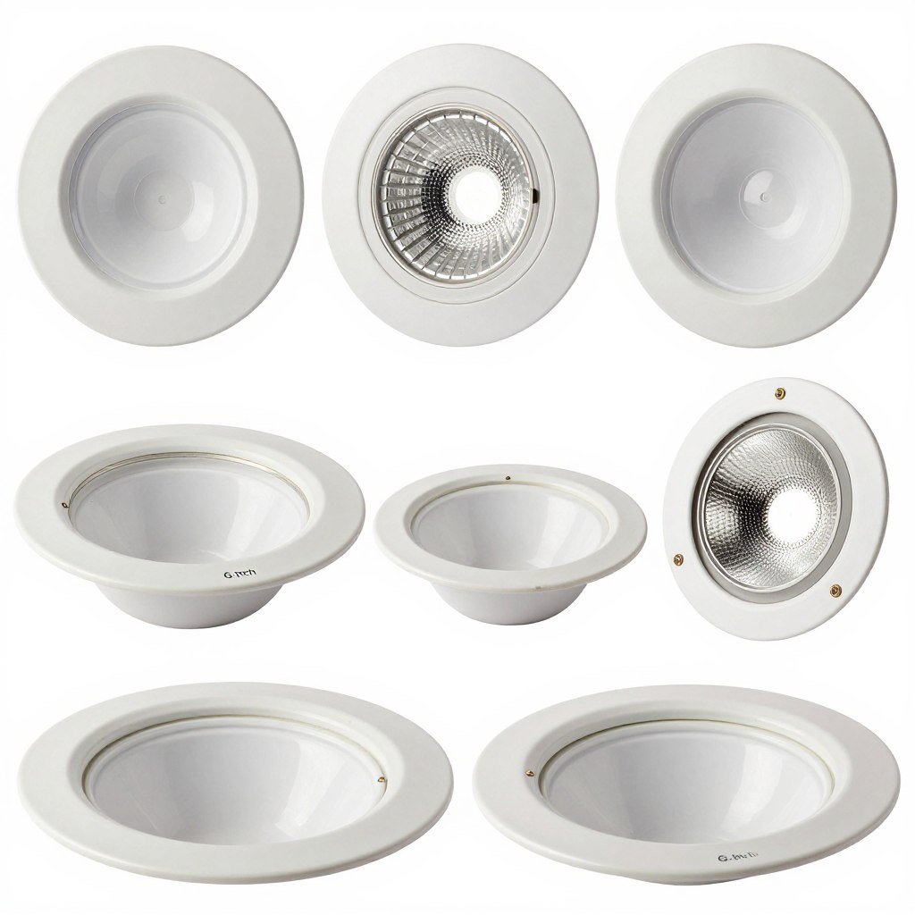 Different sizes of recessed lighting trim options for kitchens