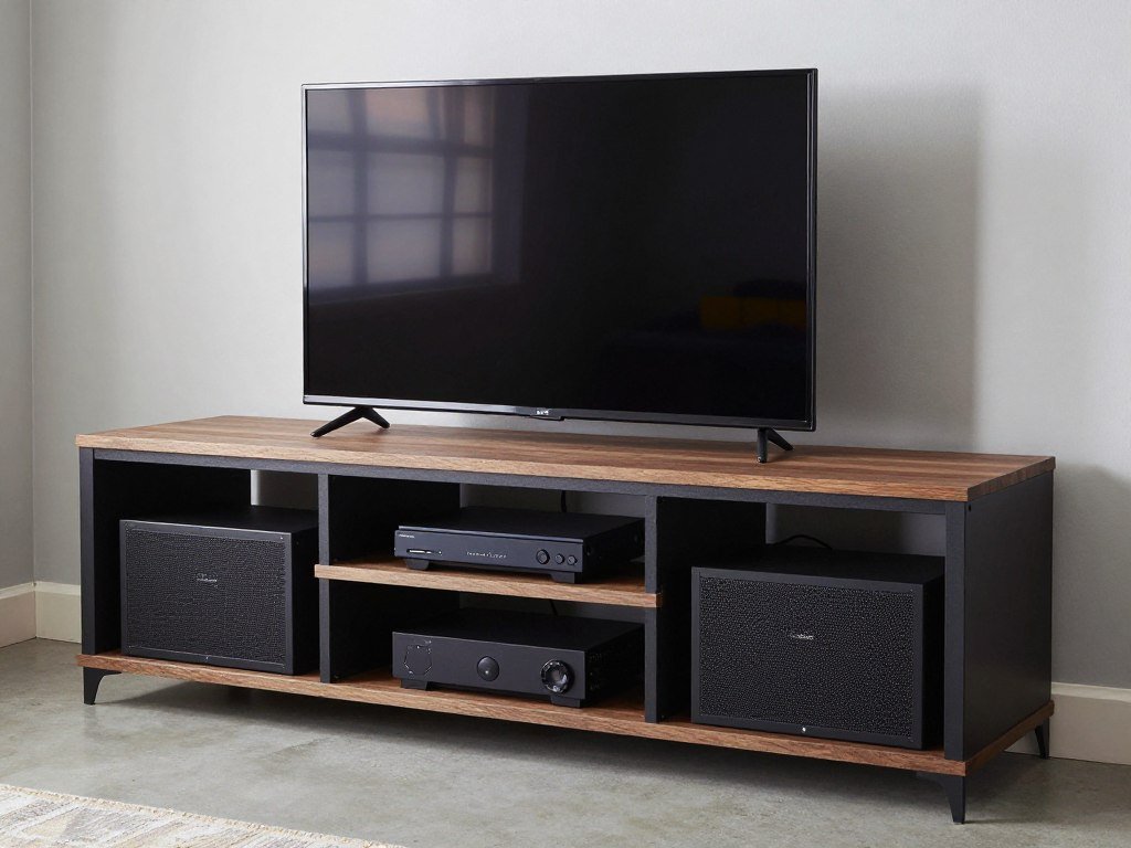 Entertainment center with integrated storage in a garage man cave