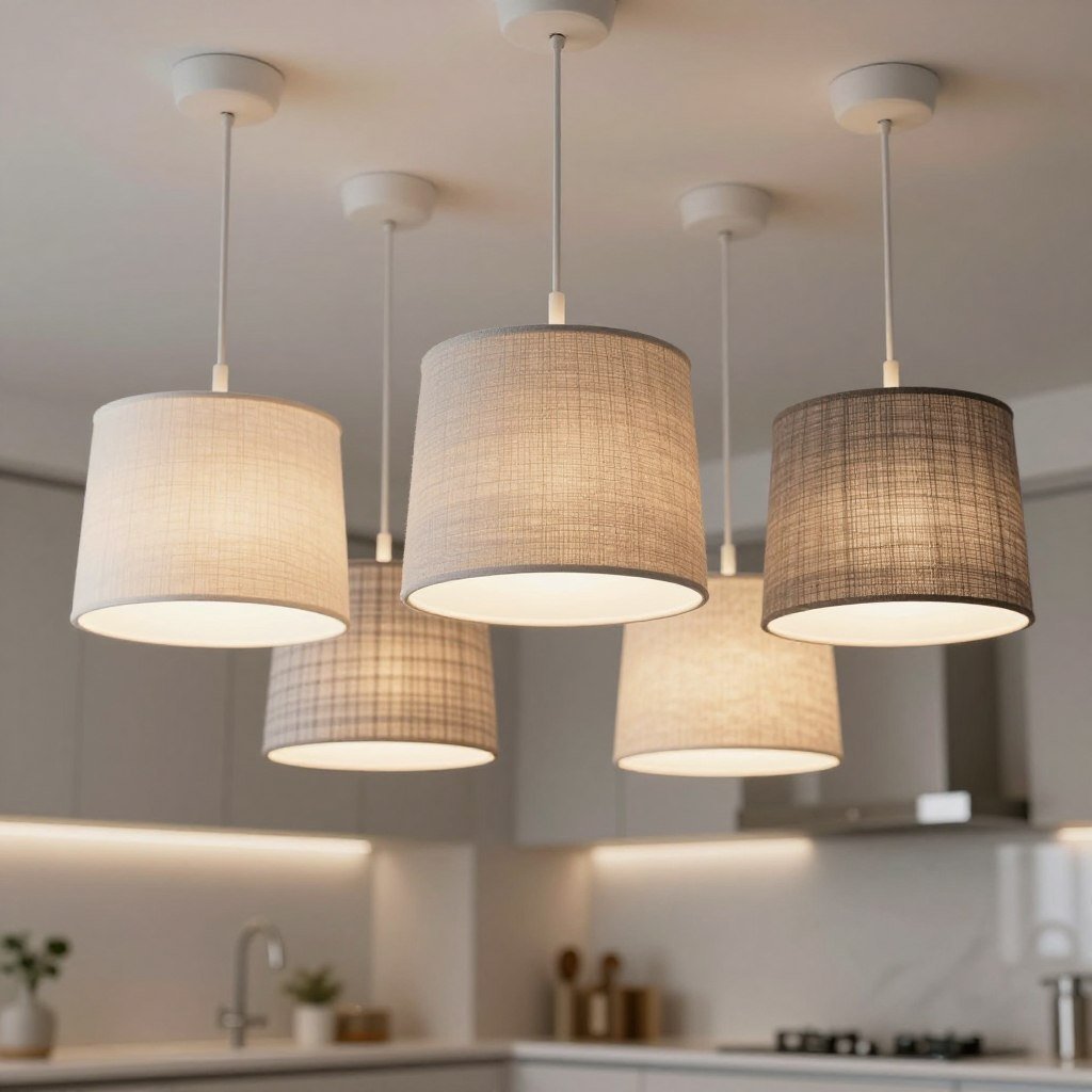 Fabric pendant lights with various textures and patterns Fabric pendant lights with various textures and patterns