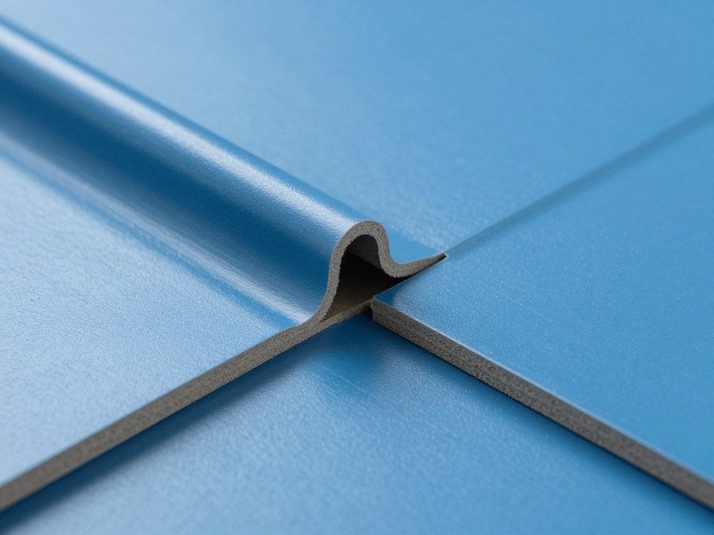 Flexible PVC garage floor tiles in blue showing comfort and durability