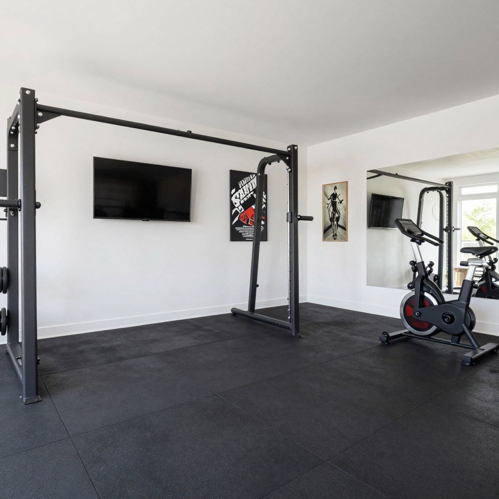 Garage converted into a modern home gym with equipment Garage converted into a modern home gym with equipment