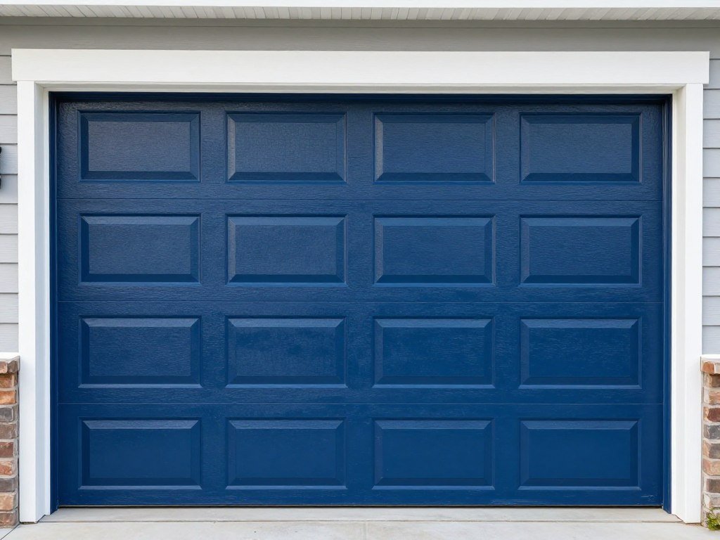 Garage door makeover with fresh paint in a bold color