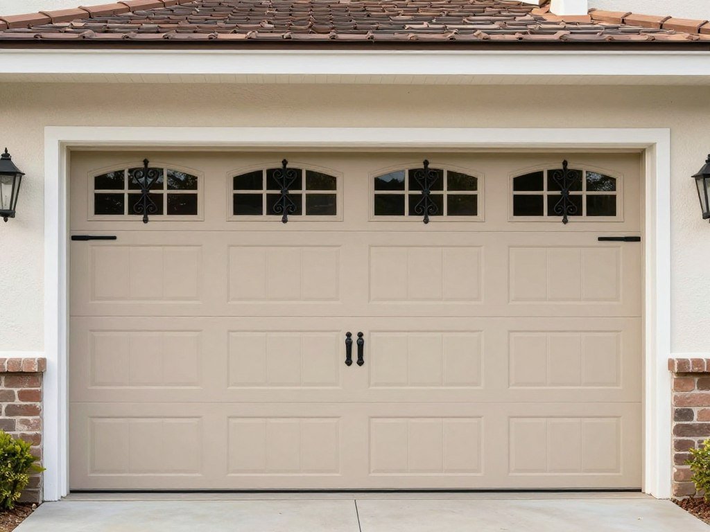 Garage door with arched windows