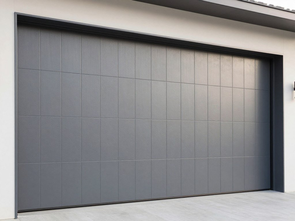 Garage door with vertical window panels