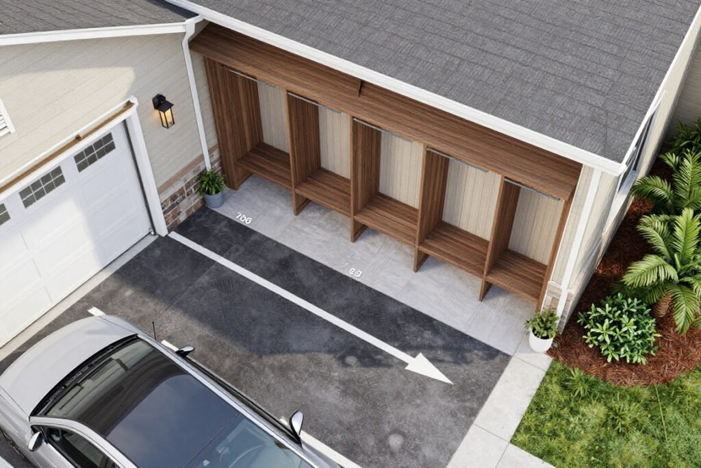 Garage mudroom layout showing efficient traffic flow from garage to home interior