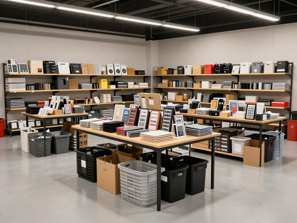 Garage sale with multiple display levels and good lighting