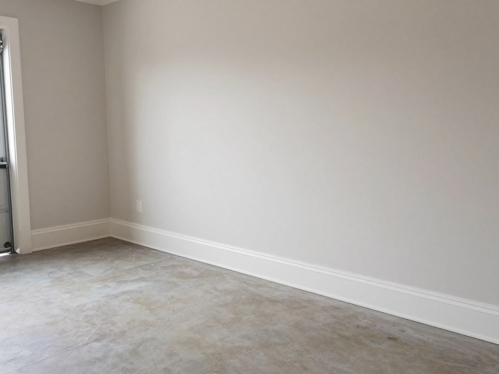 Garage with decorative baseboard and trim giving a finished appearance