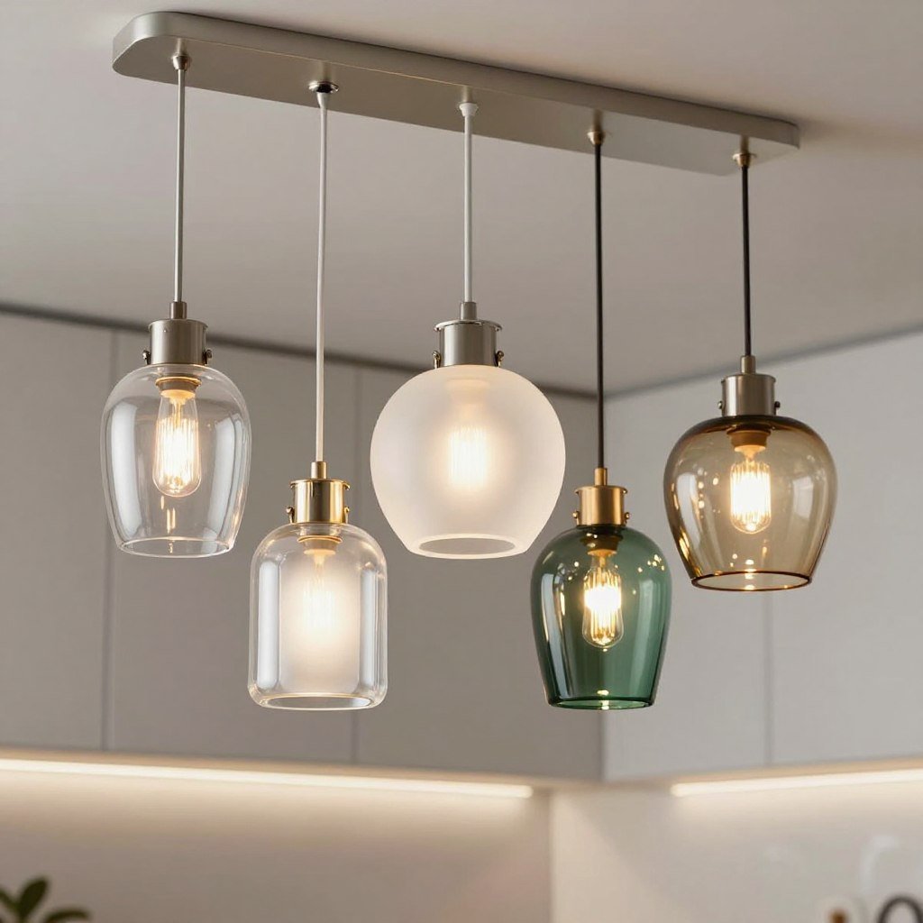 Glass pendant lights with clear and colored glass options Glass pendant lights with clear and colored glass options