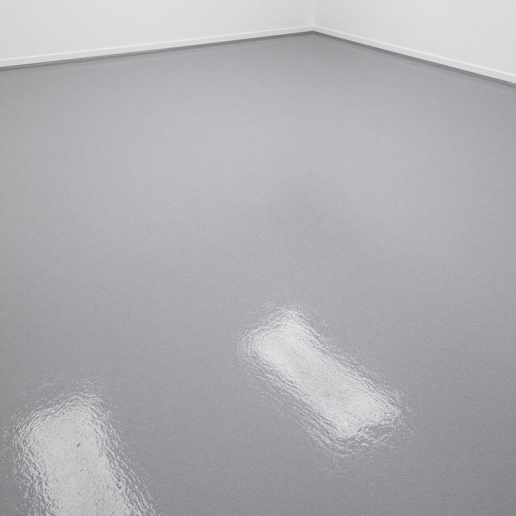Glossy epoxy garage floor coating in a modern gray finish with flecks, elevating garage inspo aesthetics