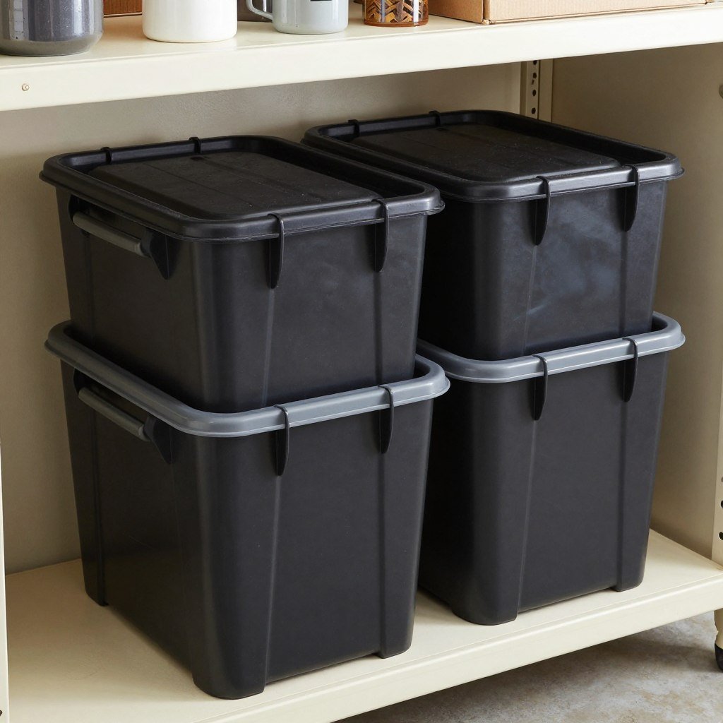 Heavy-duty plastic totes for seasonal and bulky items