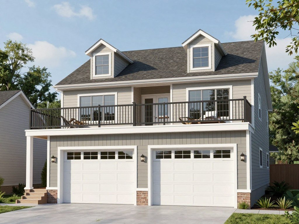 Hybrid pole barn garage with living quarters or finished loft space