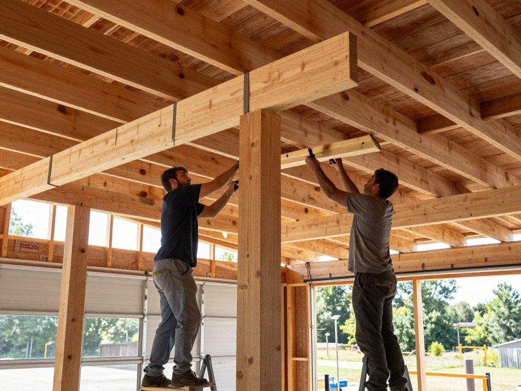 Installing trusses on a pole barn garage