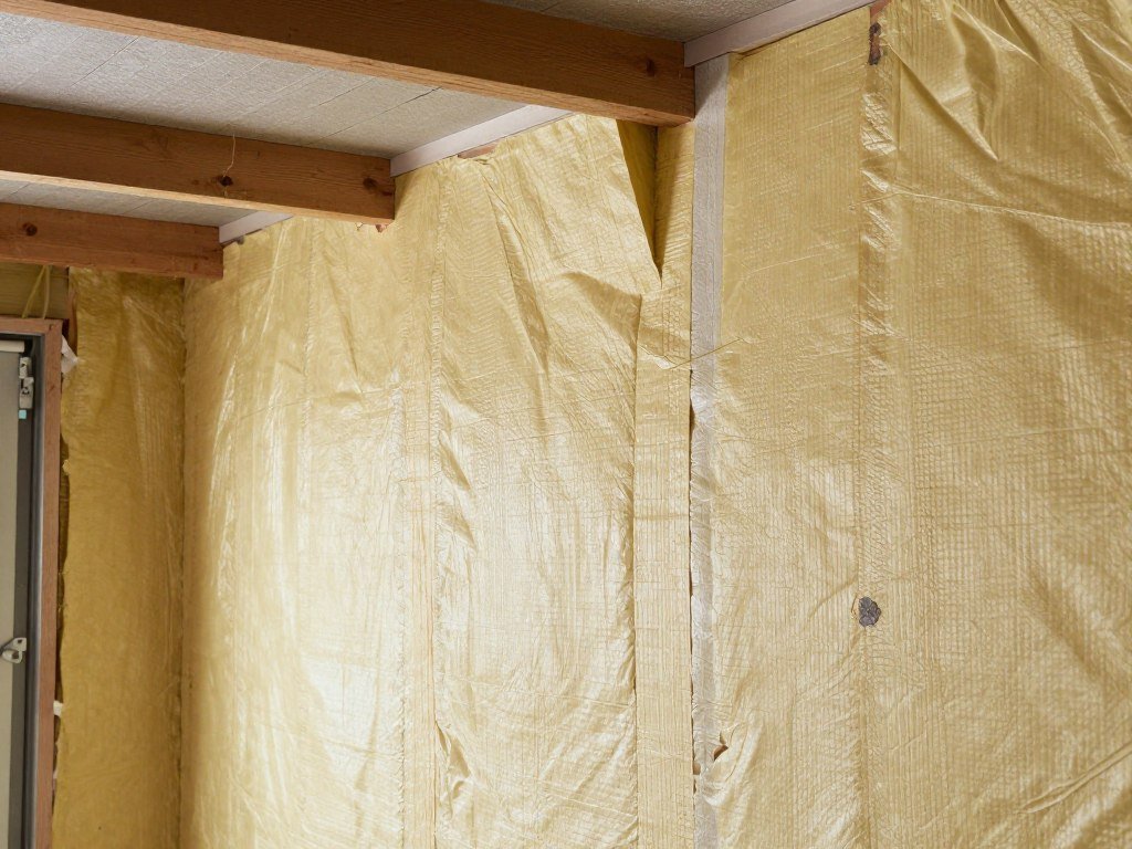 Insulated garage walls being prepared for a man cave conversion