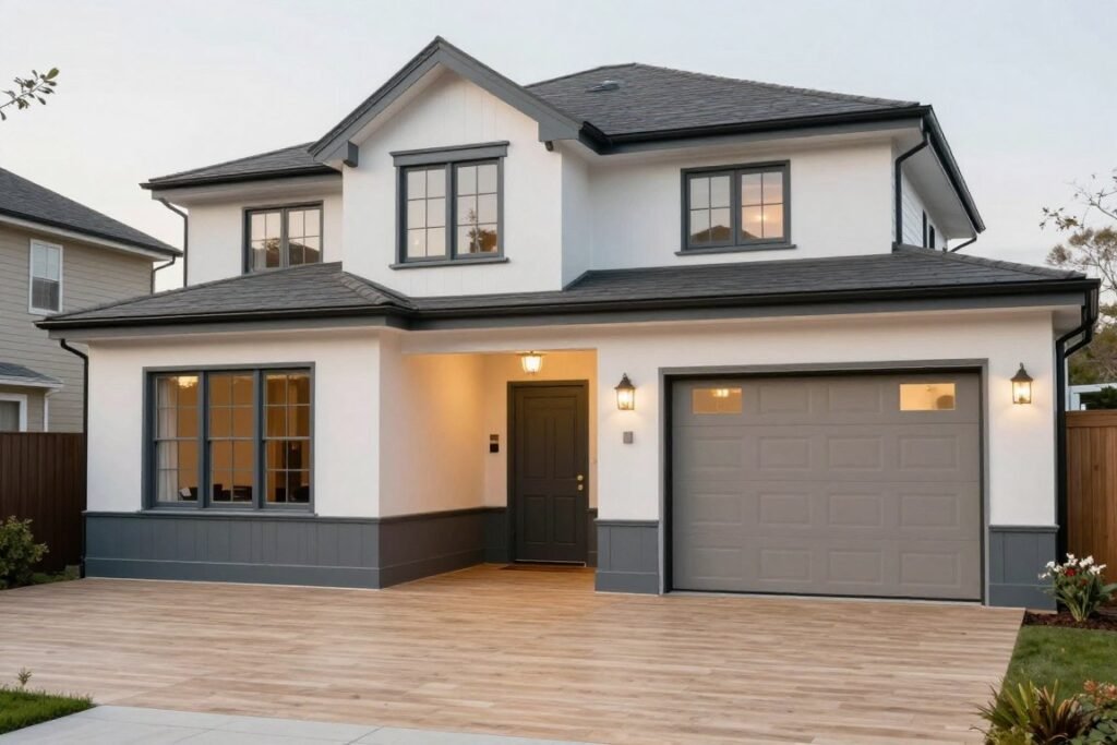 Interior design elements showing cohesive style between main house and garage conversion Interior design elements showing cohesive style between main house and garage conversion