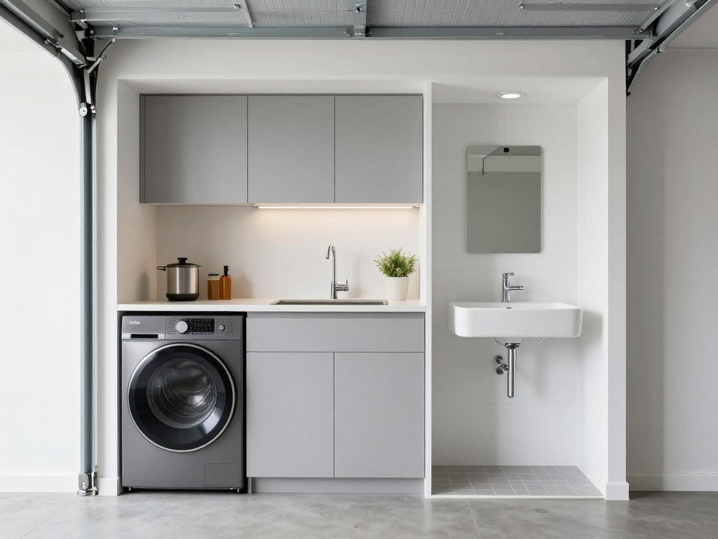 Kitchen and bathroom space-saving designs for garage apartments