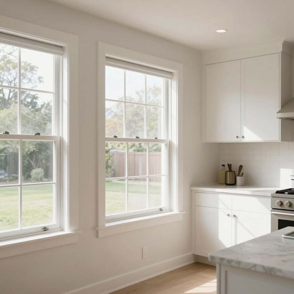 Kitchen with strategically placed windows for optimal natural light